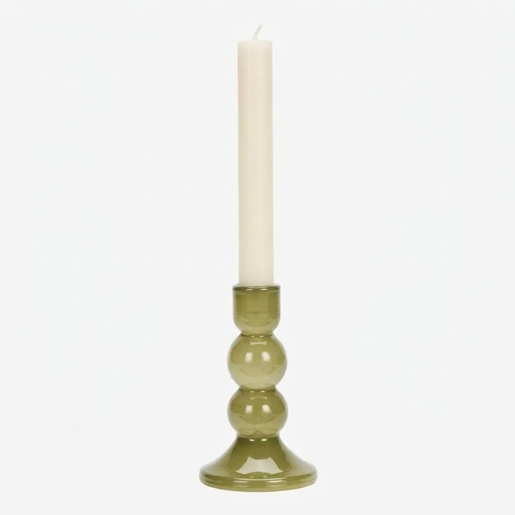 Glass Candle Holder in Olive, 2 sizes — Sml