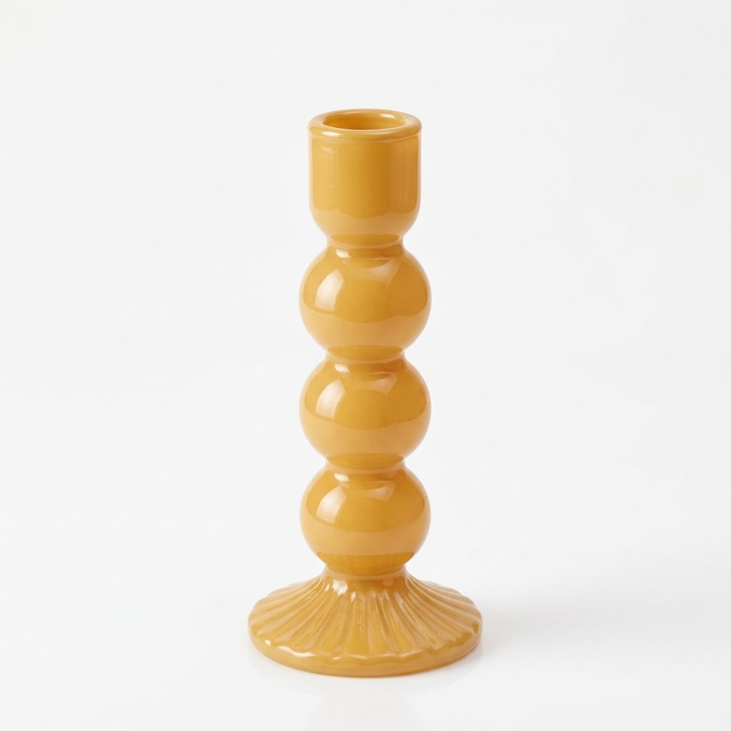 Glass Candle Holder in Pumpkin, 2 sizes — Sml