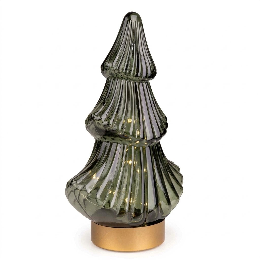 Glass LED Christmas Tree Decoration, Red, Green or Gold — Green