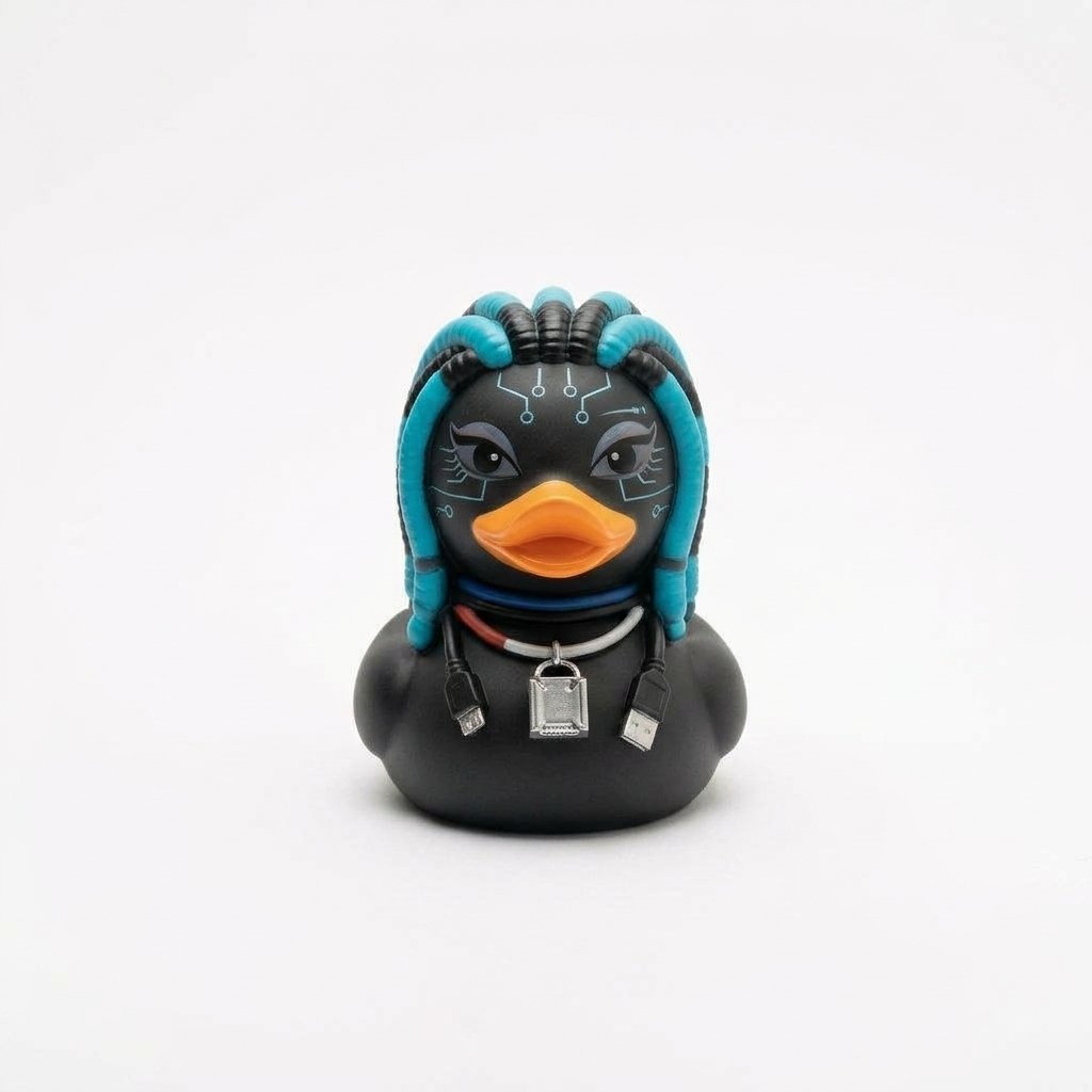Goth Rubber Duck Decoration with Studded Collar, Chains and Moulded Details – Gothic and Punk Character Variants — B