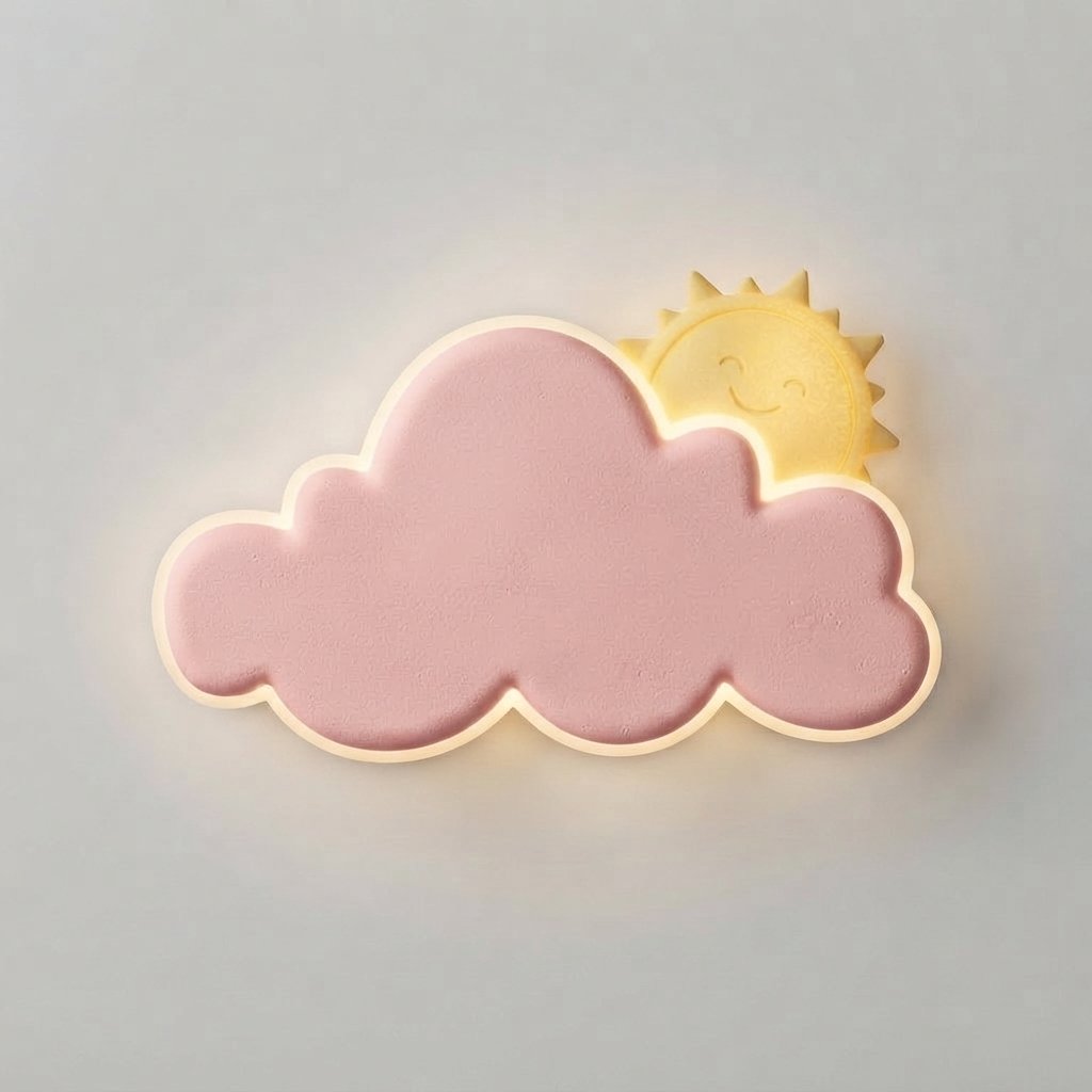 Kids' LED Wall Light – Cloud & Star Shapes, Pull Switch — Cloud Pink