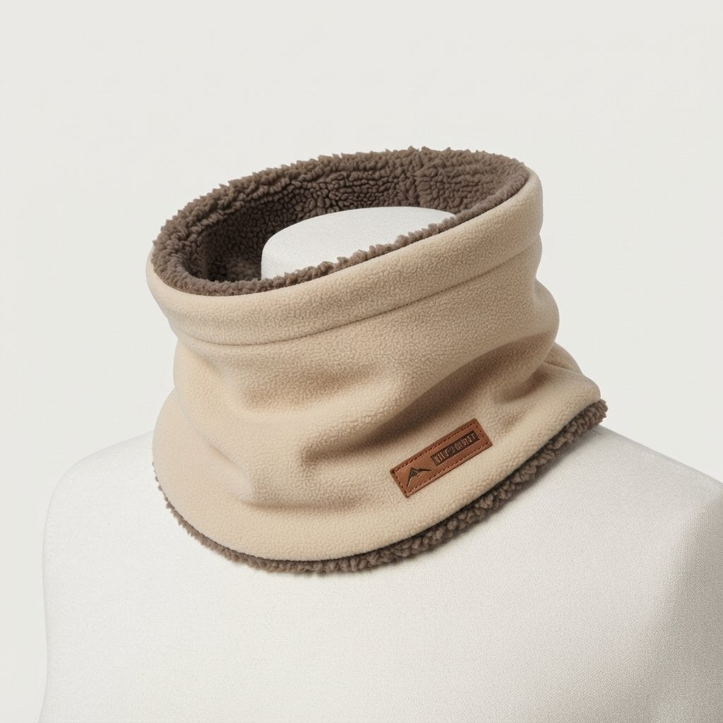 Knitted Neck Warmer with Plush Fleece Lining — Yellow