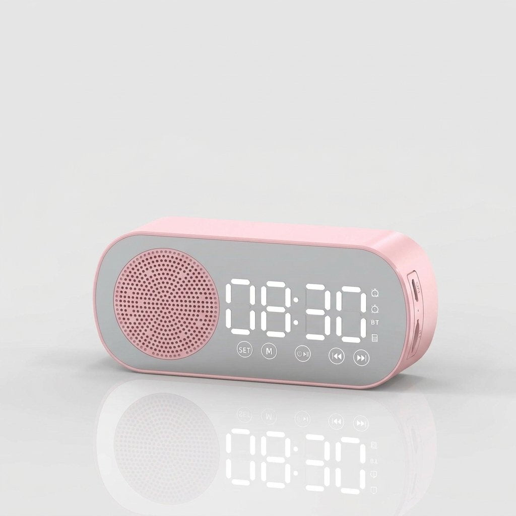 LED Alarm Clock with Bluetooth Speaker and FM Radio — Pink