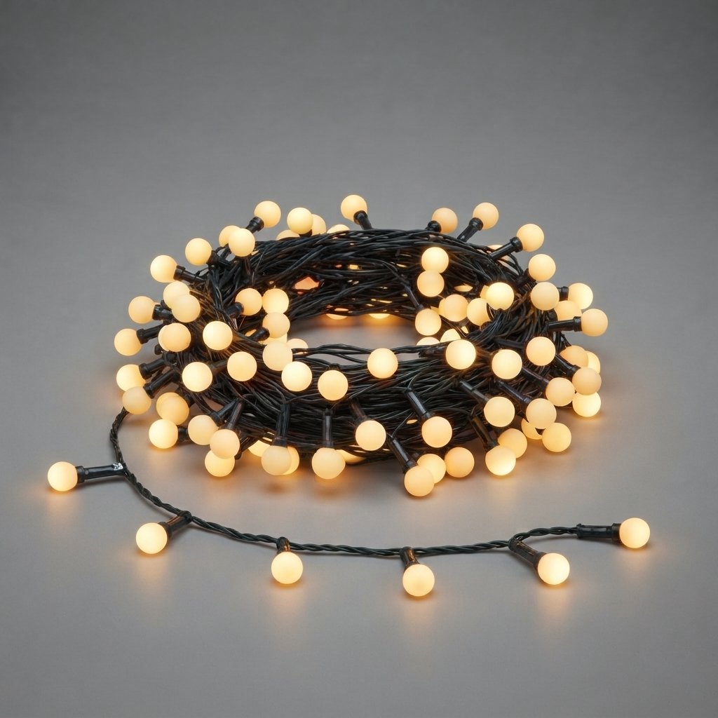 LED Ball String Lights, 8 Modes, Indoor & Outdoor Use — Warm White
