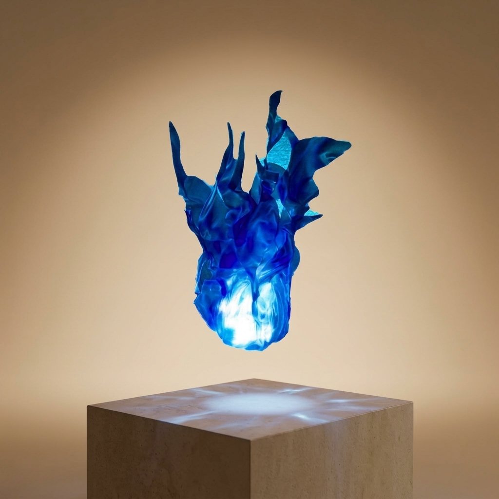 LED Floating Fireball Prop with Glowing Flame Effect – Battery Powered Cosplay and Halloween Decoration — Blue