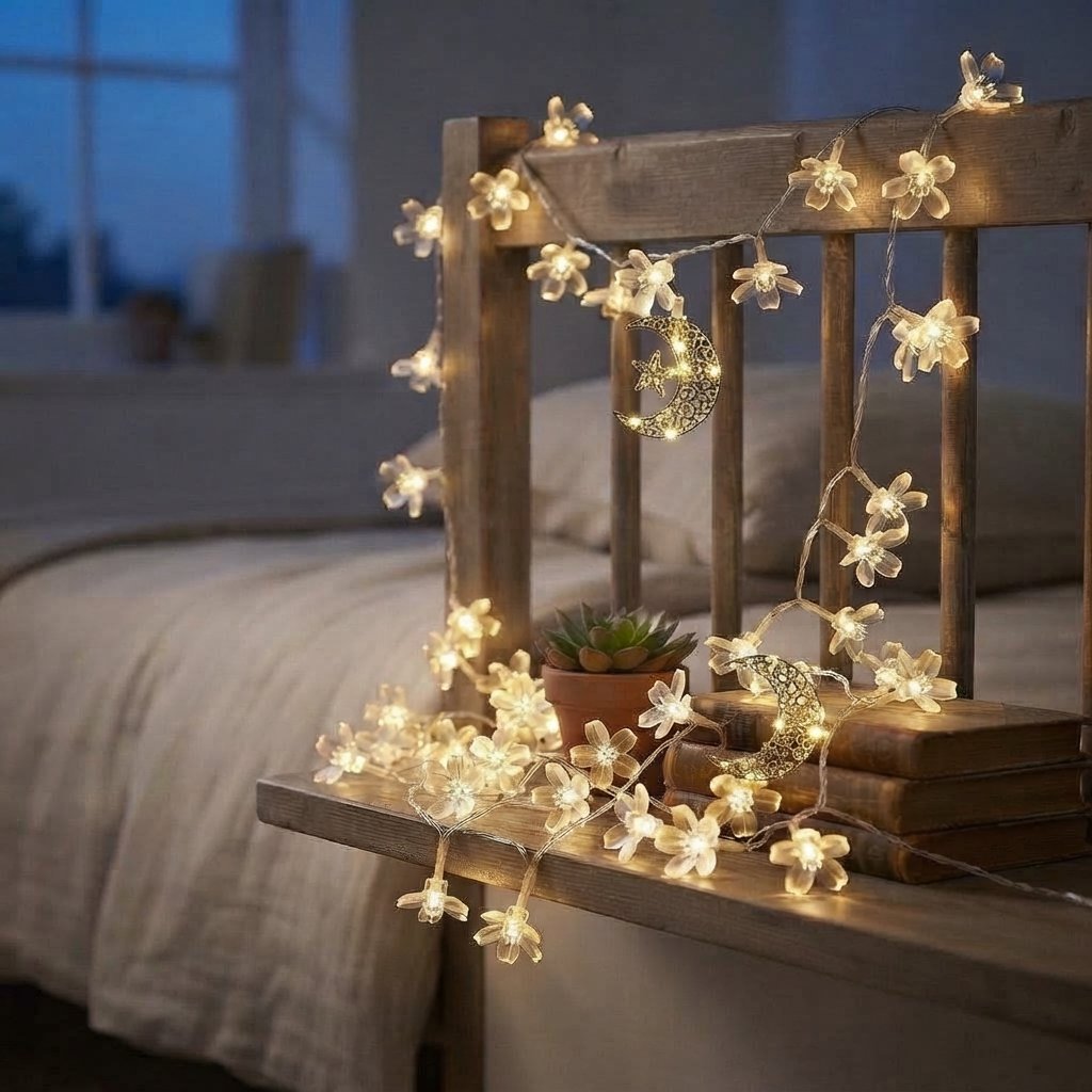 LED Star & Moon Fairy Lights, Warm White Indoor — Style 2