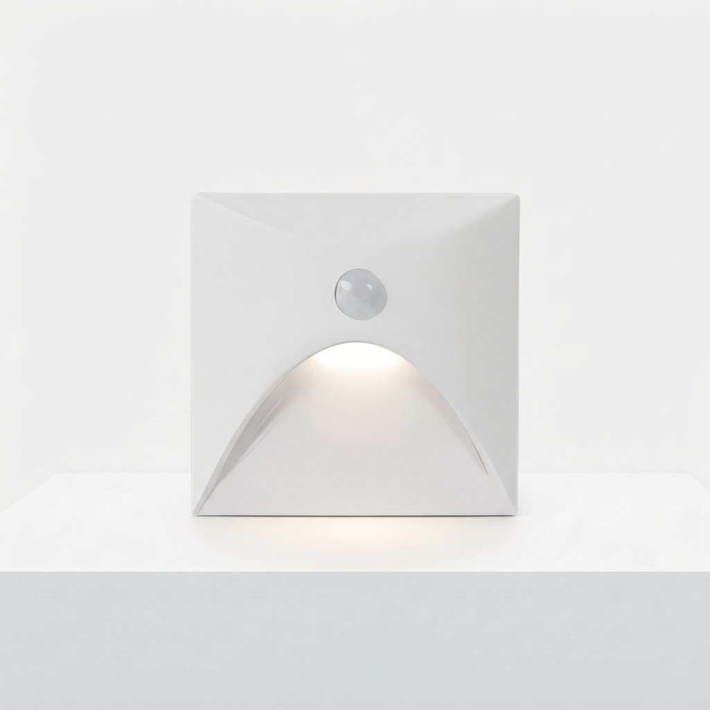 LED Wall Light with Motion Sensor, IP65, 3 W – Indoor & Outdoor — White-Square
