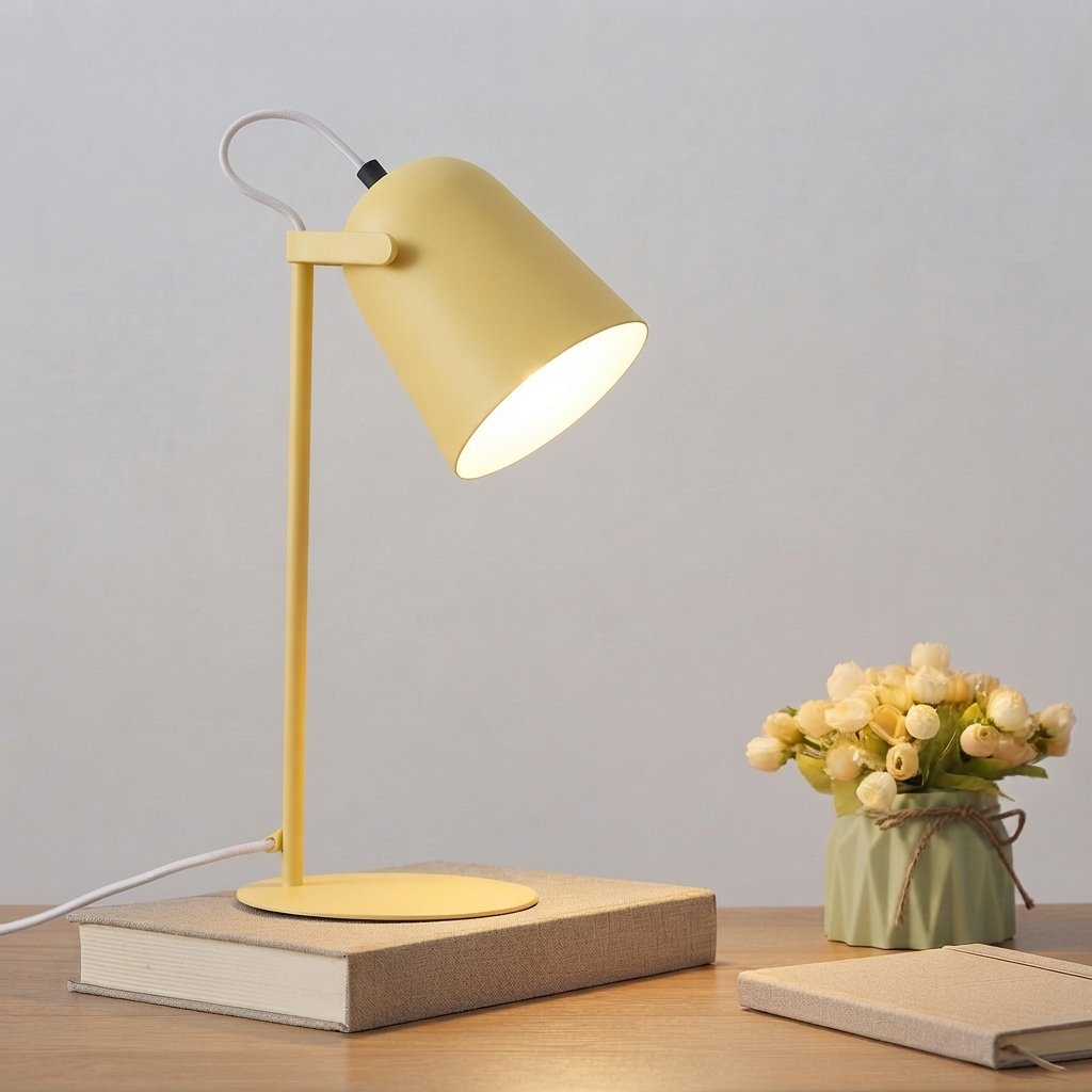Metal Desk Lamp, Nordic Minimalist Style, LED Reading Light — Yellow