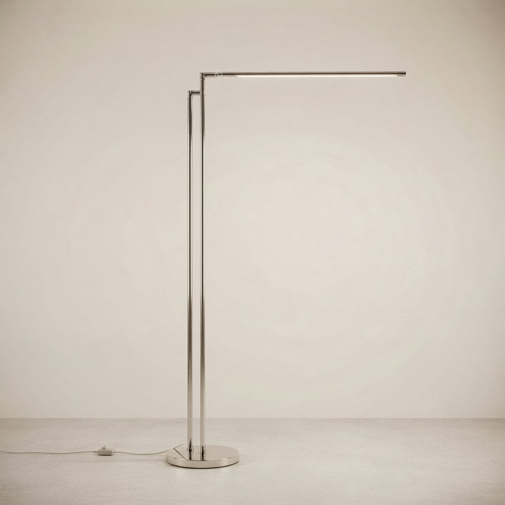 Minimalist LED Linear Floor Lamp with Adjustable Arm — Natural Light