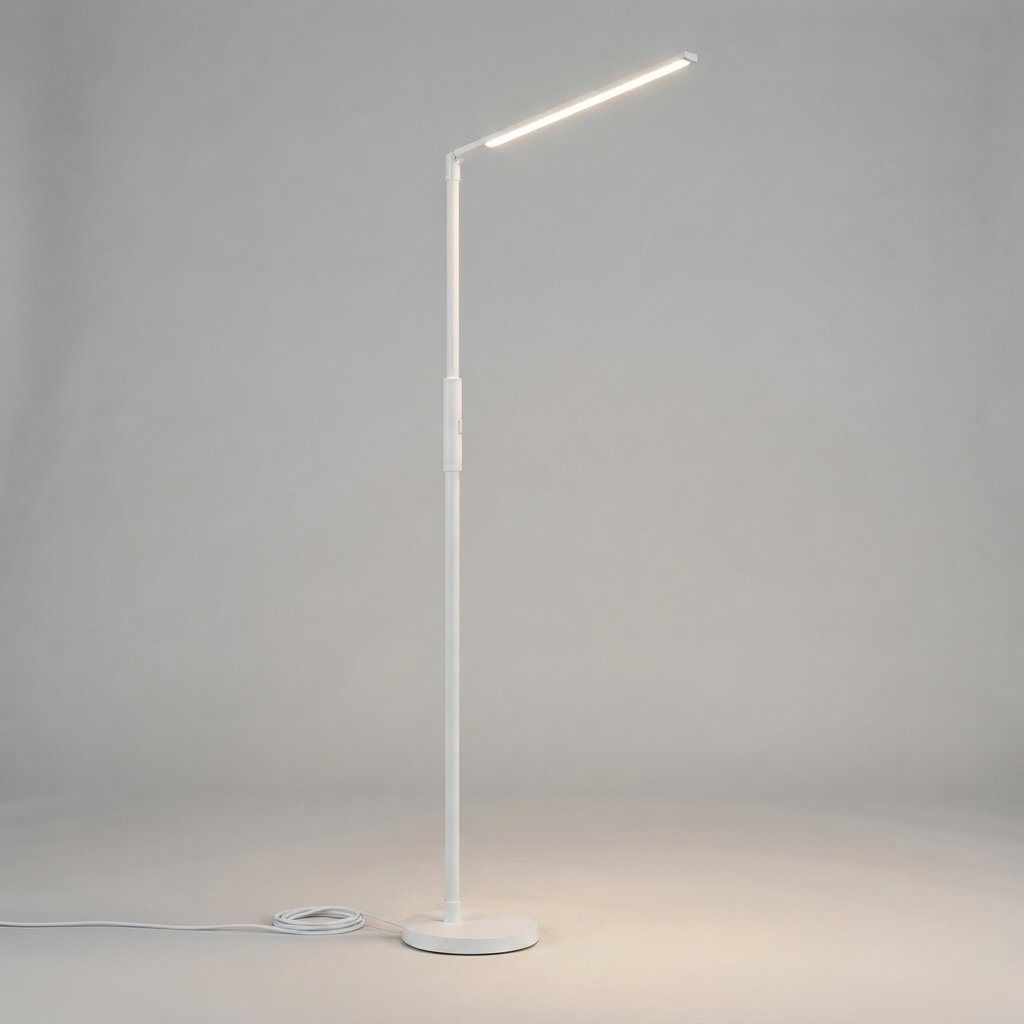 Minimalist Linear LED Floor Lamp, Metal, Black or White — White