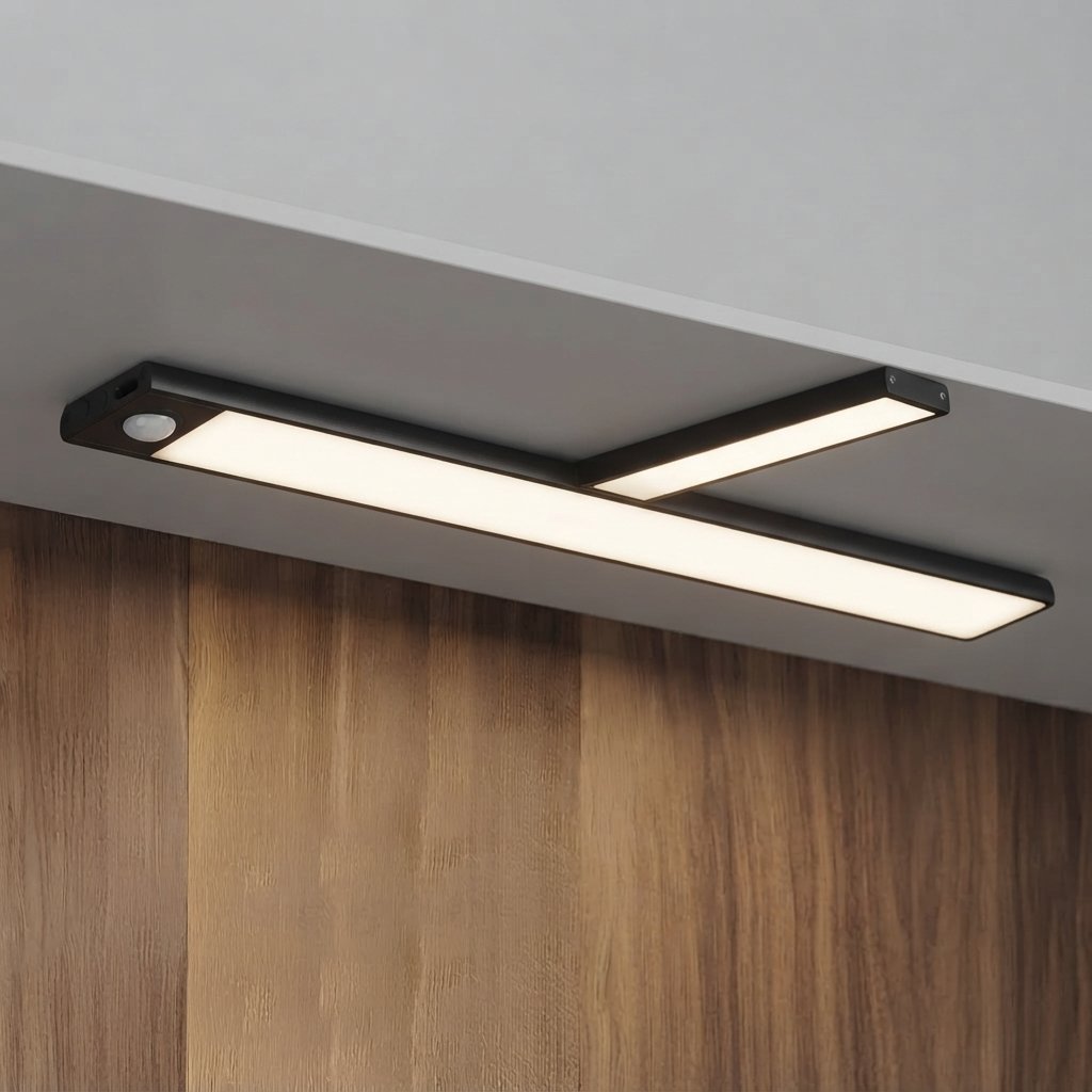 Motion Sensor LED Cabinet Light, Rechargeable Wireless — Black