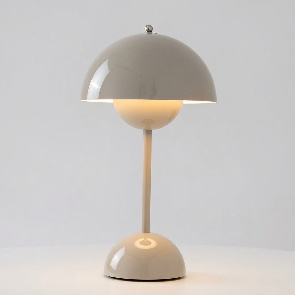 Mushroom Dome Table Lamp with Rounded Base — Grey