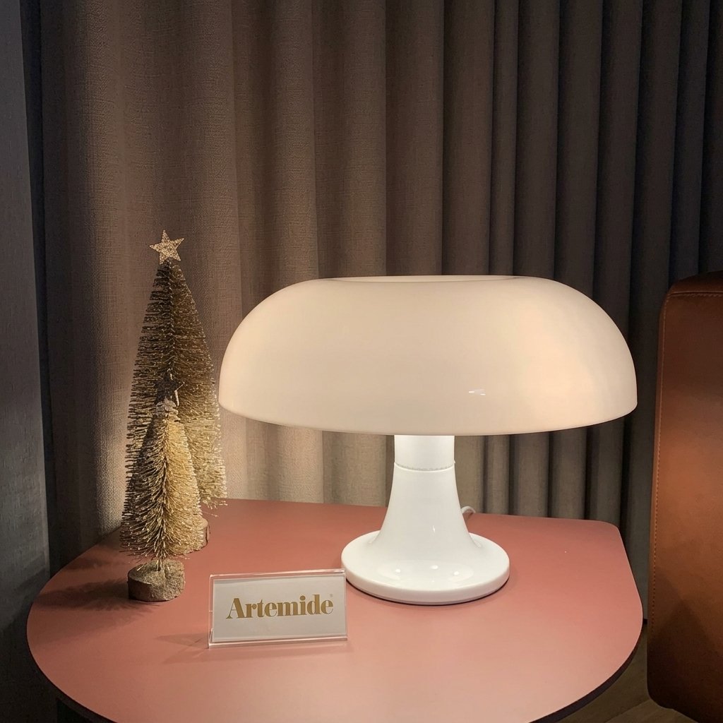 Mushroom Table Lamp, Dome Shade, Two Sizes — White