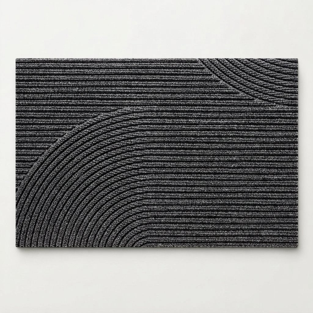Non-Slip Door Mat with Textured Pattern, Indoor & Outdoor — Grey