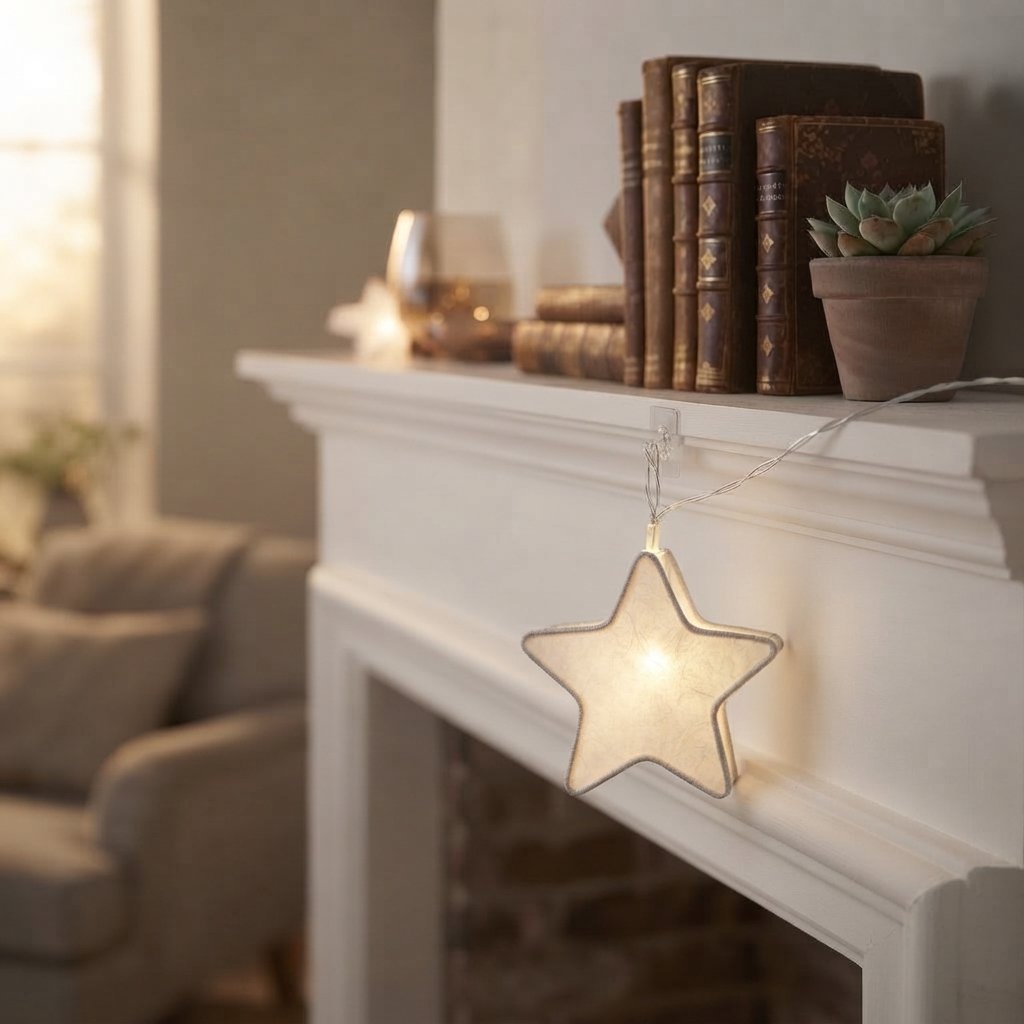 Paper Star LED Fairy Lights, Warm White, Indoor — Warm White Five-Pointed Star