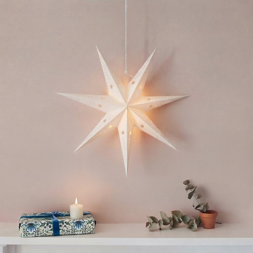 Paper Star LED Light, White Christmas Decoration — 45 cm