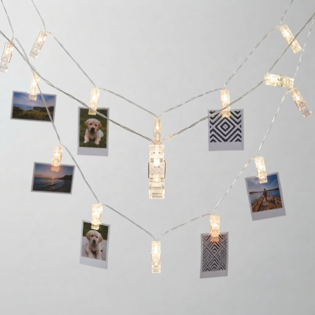 Photo Clip Fairy String Lights with Pegs, Warm White or Colour — Warm