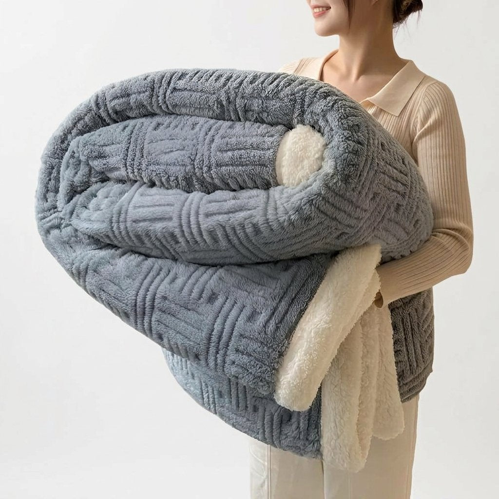 Plush Velvet Throw Blanket – Double-Sided Soft Fleece — Berry Blue