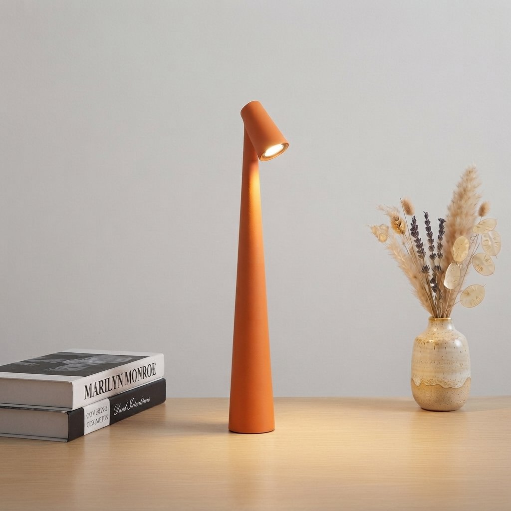 Rechargeable Touch-Dimming LED Table Lamp, Slim Design — Orange