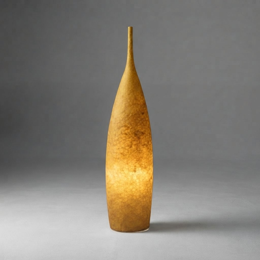 Resin Bottle Floor Lamp, Warm LED, Two Heights — Yellow