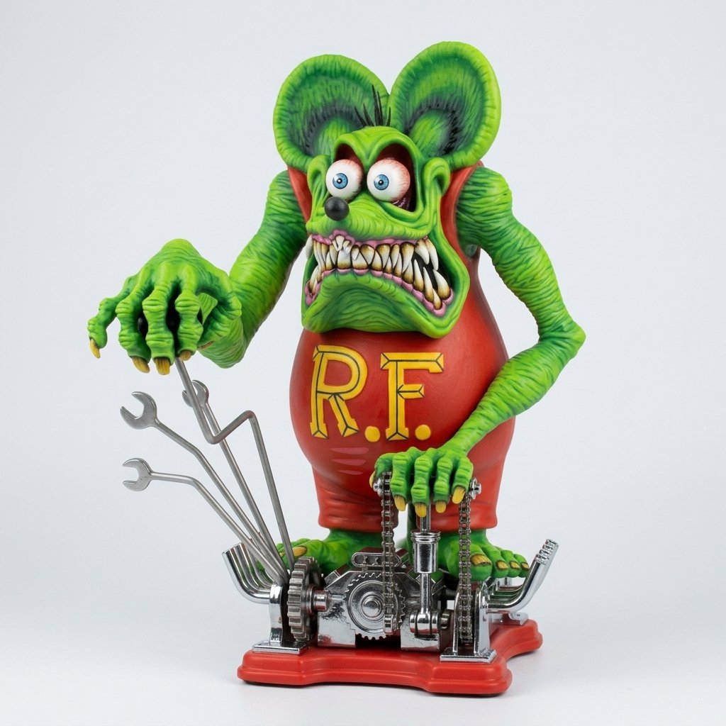 Retro Hot Rod Monster Collectible Figure – Hand-Painted Resin Model with Car Base — Jack Monster