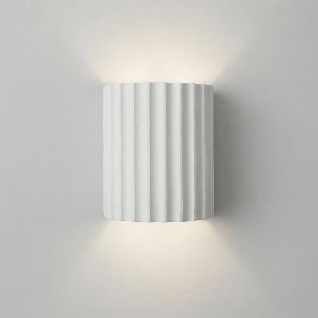Ribbed Resin LED Wall Light, 7W Warm Glow — White