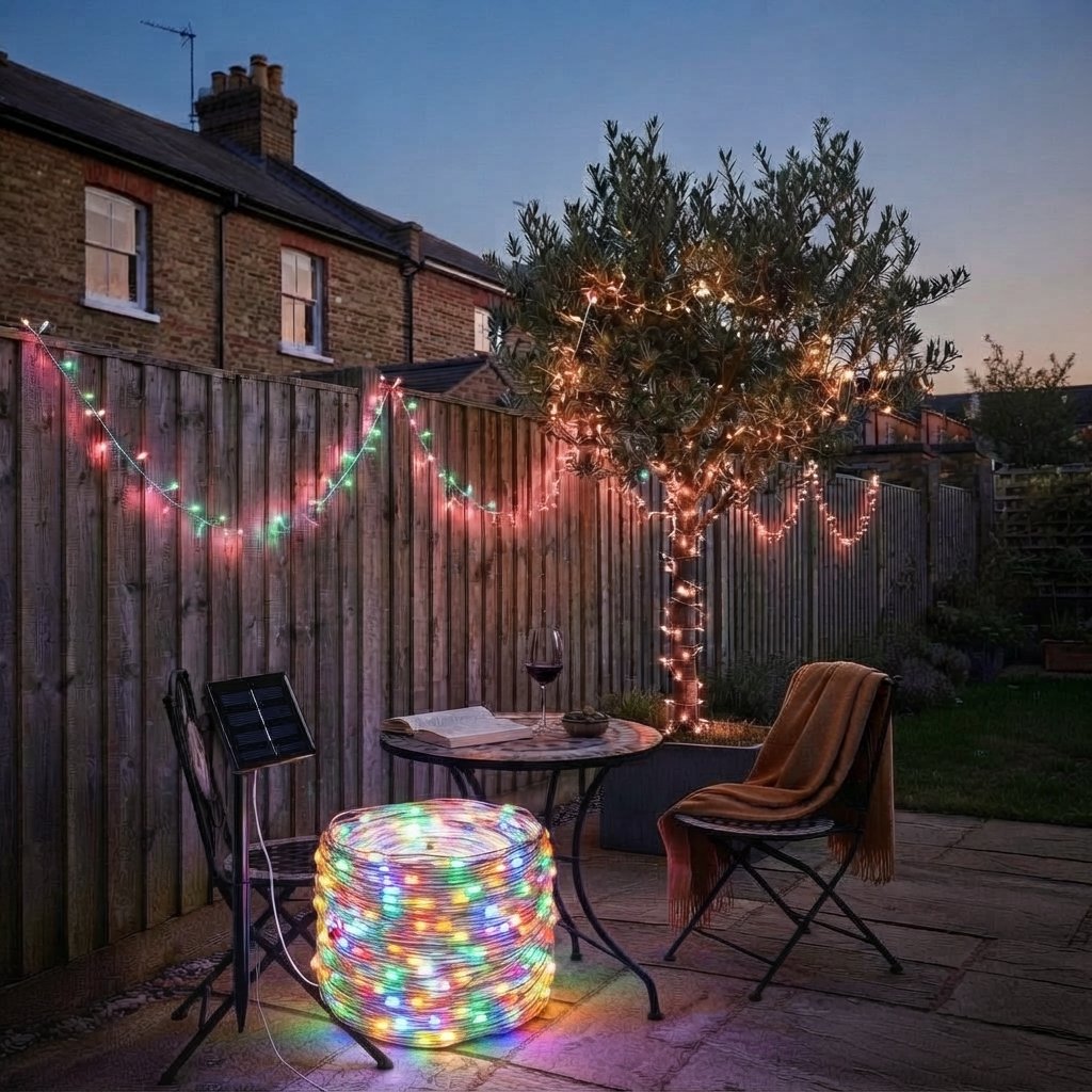 Solar Fairy Lights Outdoor, Waterproof LED String Lights — Multicolour