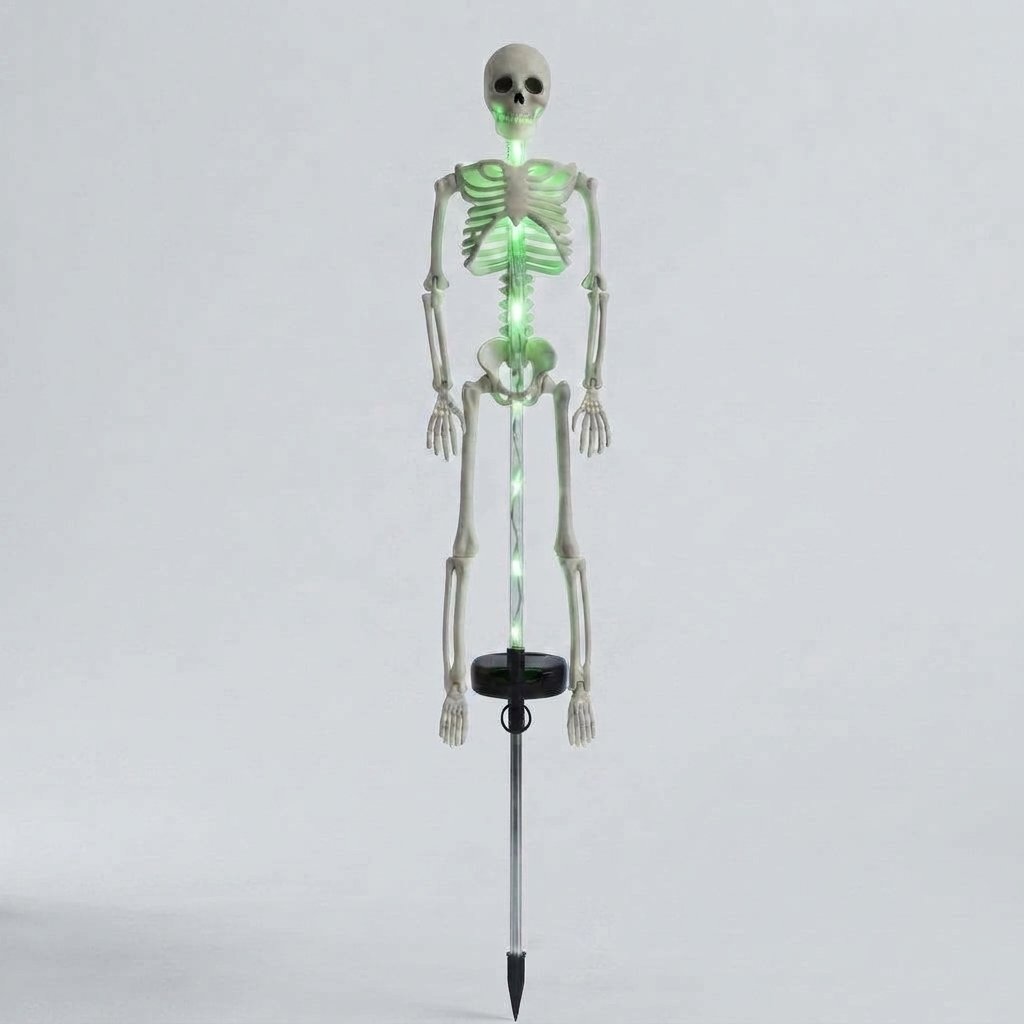 Solar skeleton garden stake light with LED illumination — Green