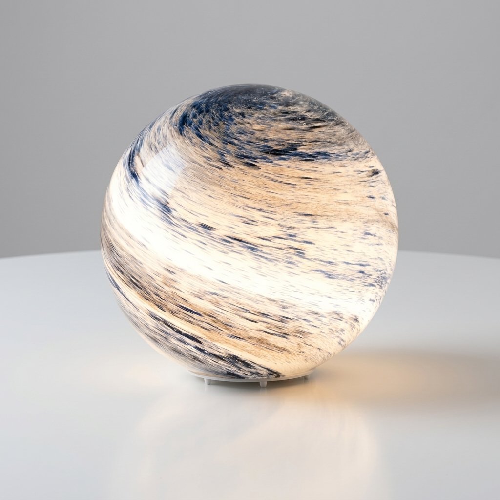 Sphere LED Table Lamp with Swirling Planet Pattern — Ø 15 cm (Ø 5.9")