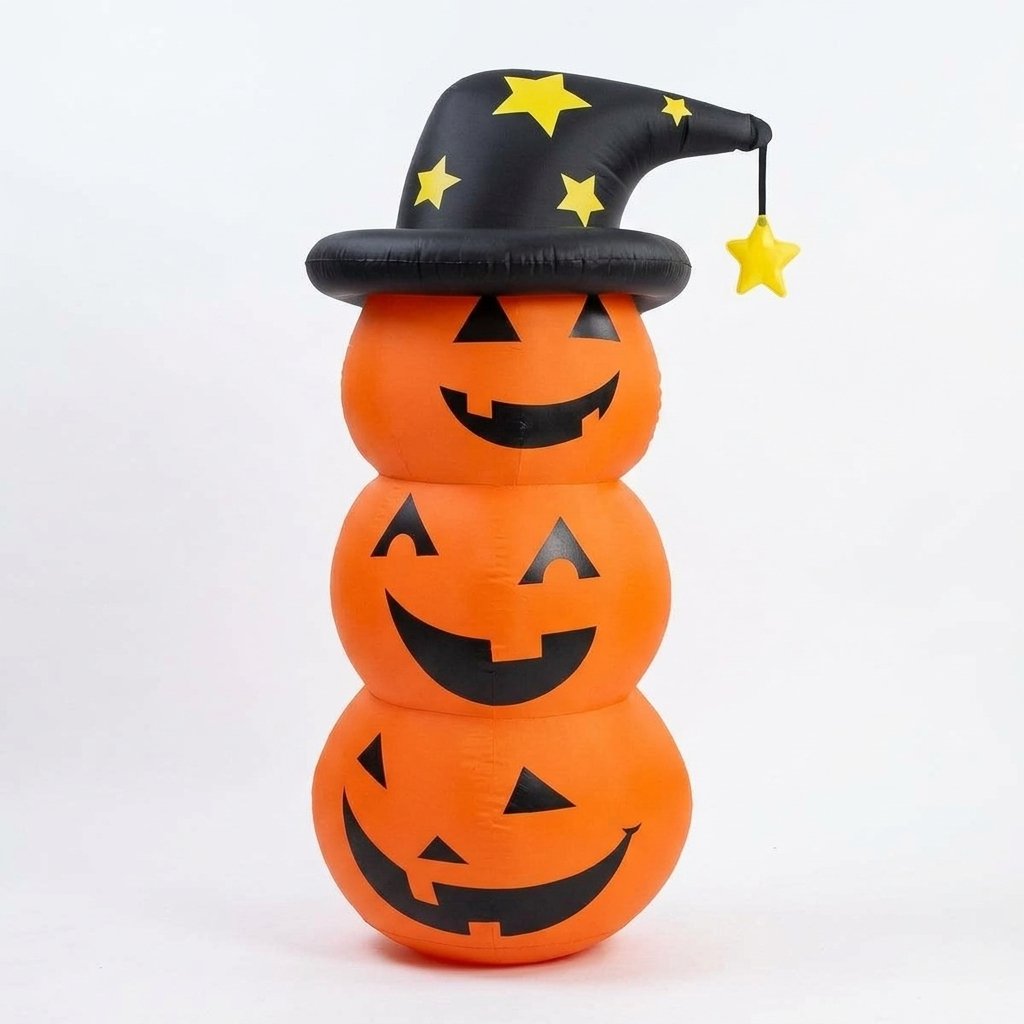 Stacked Pumpkin Inflatable Halloween Yard Decoration with Water-Fillable Base – Ghost or Pumpkin Design — Pumpkin