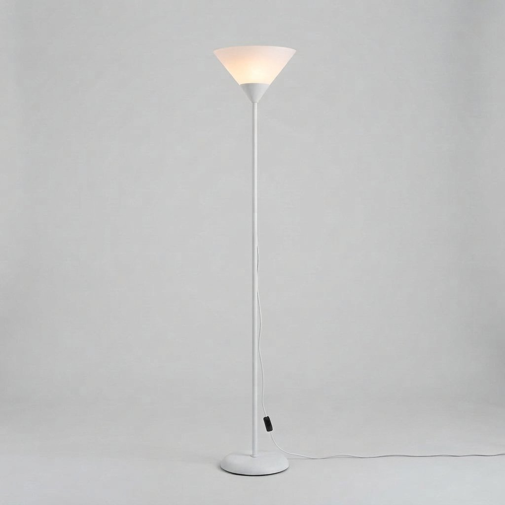 Torchiere Floor Lamp with Acrylic Shade, 5 Colours — White