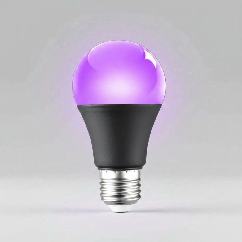 UV Black Light LED Bulb with E27 Socket for Halloween and Party Decoration, 12 W – Purple Glow, Matte Black or White Collar — Black X 1 Piece