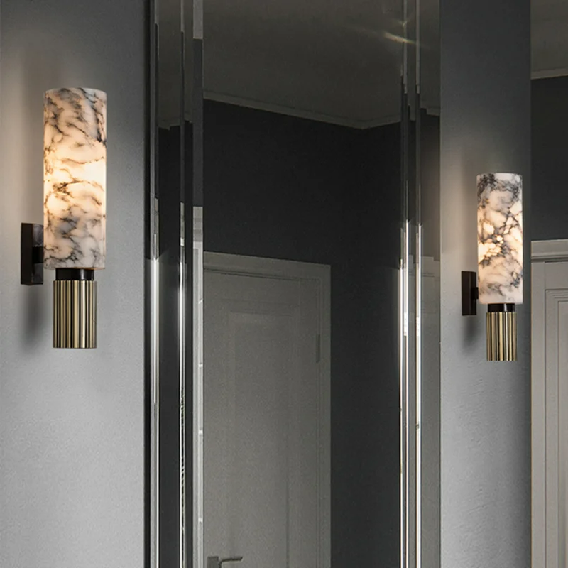 Marble Copper Wall Light LED E27 Natural Stone