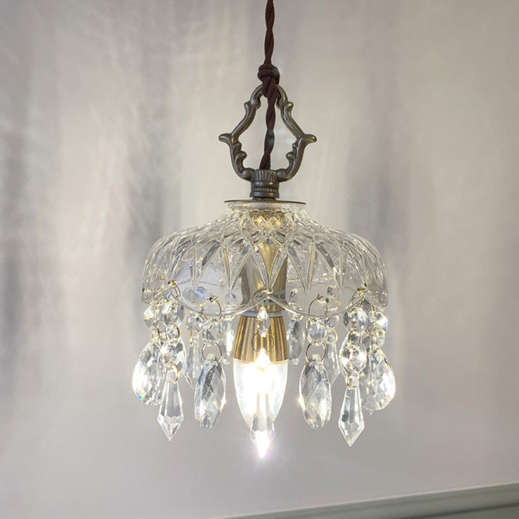Vintage Copper Crystal Pendant Light E14 LED