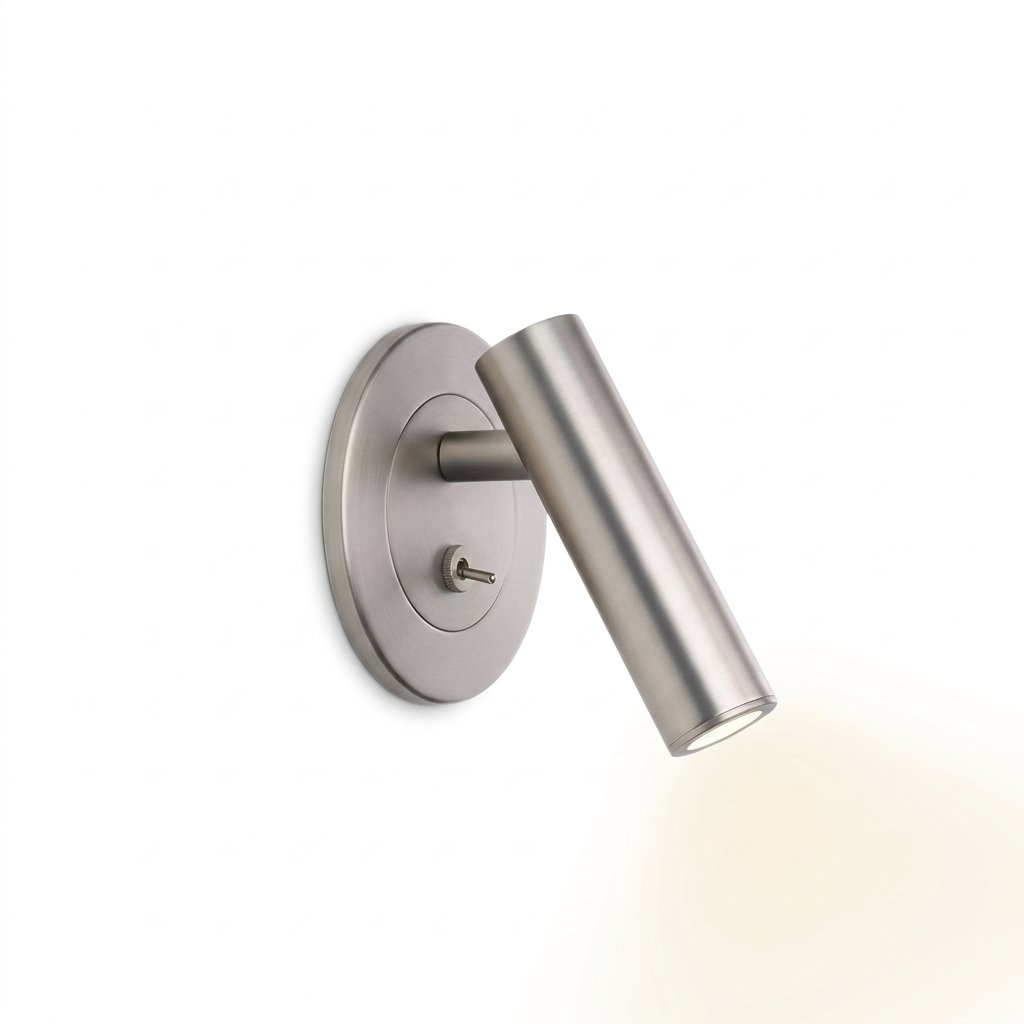 Adjustable LED Wall Reading Lamp with Cylindrical Head — Brushed Silver