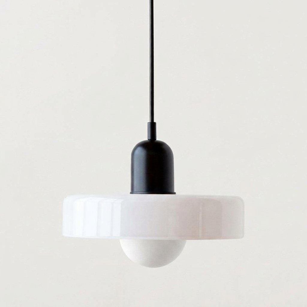 Bauhaus Glass Ring Pendant Light, Adjustable Height — Black