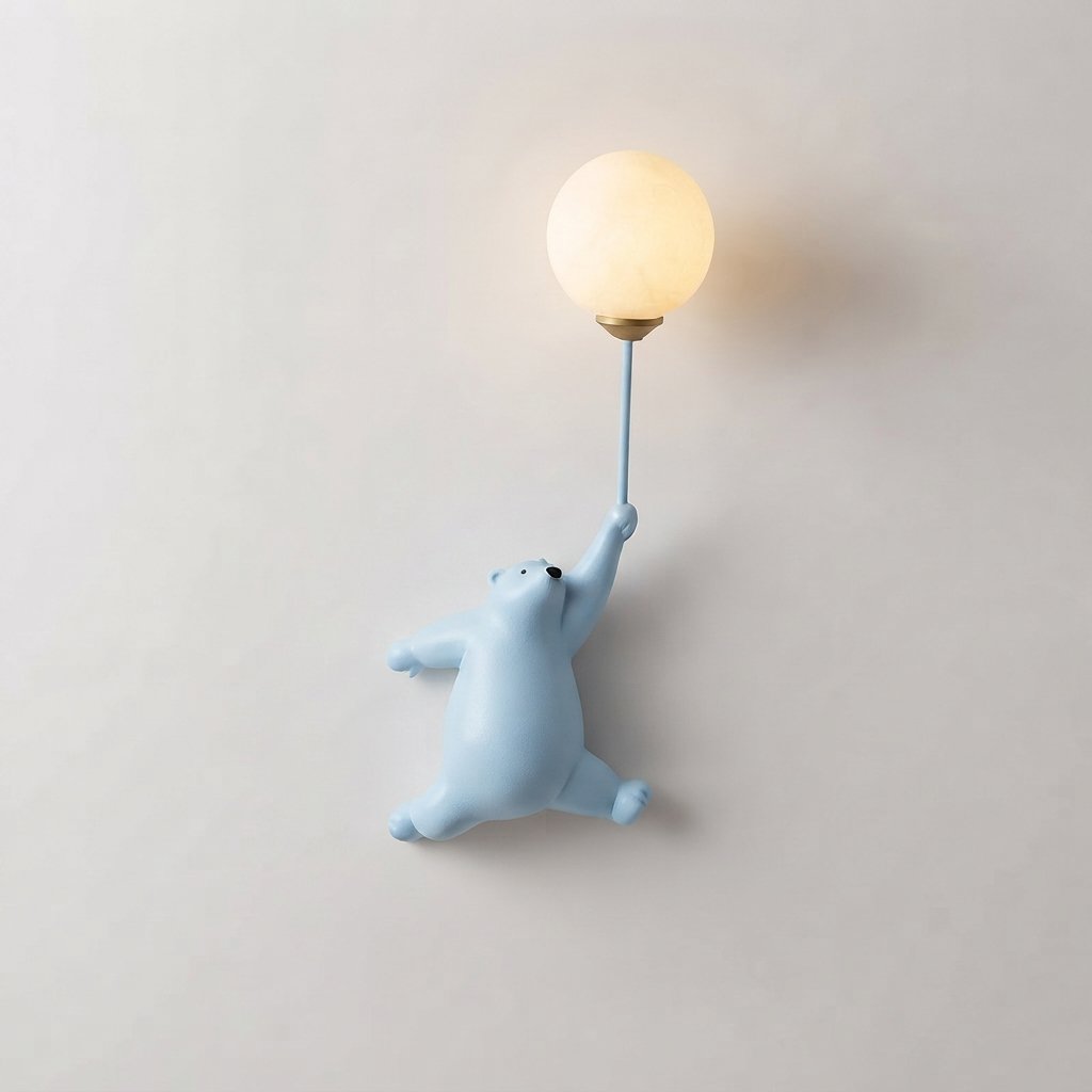 Bear Balloon Wall Lamp for Kids' Rooms — Blue Bear Left
