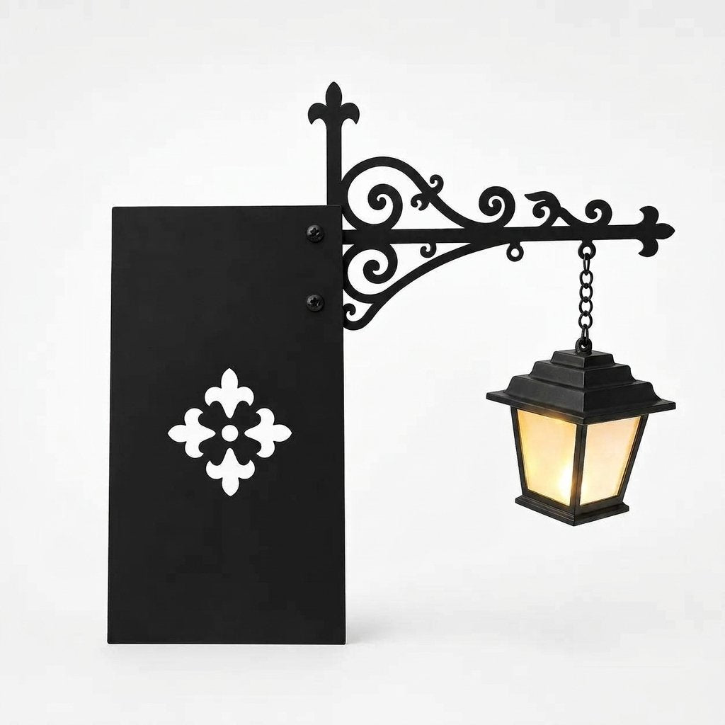 Bookshelf Hanging Lantern with Ghost Figure and Decorative Metal Bracket — Lamp
