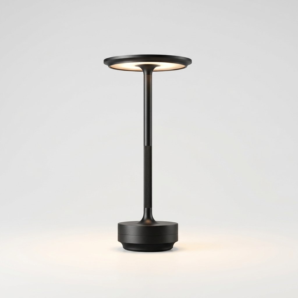 Cordless Touch Lamp with Warm LED Glow, Dimmable — Black