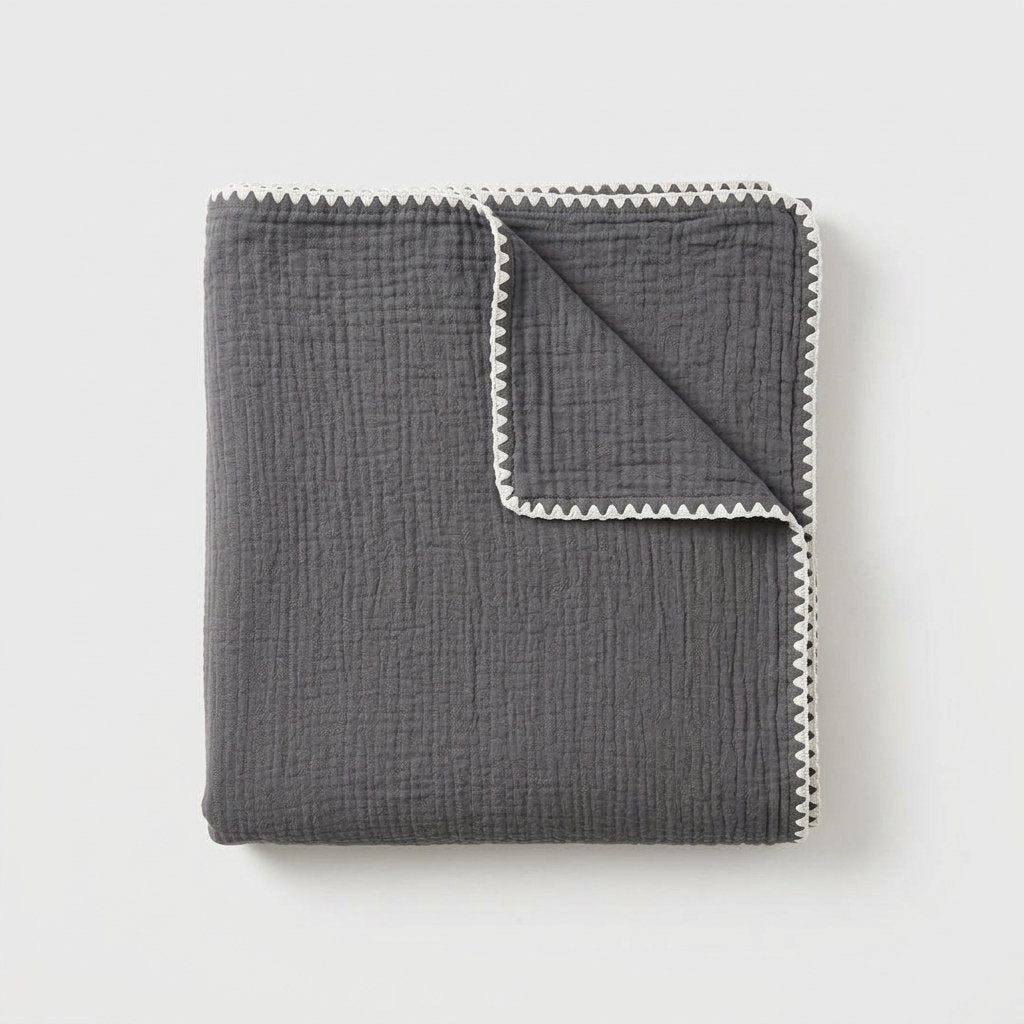 Cotton Muslin Throw Blanket – Lightweight, Breathable — Stormy Slate