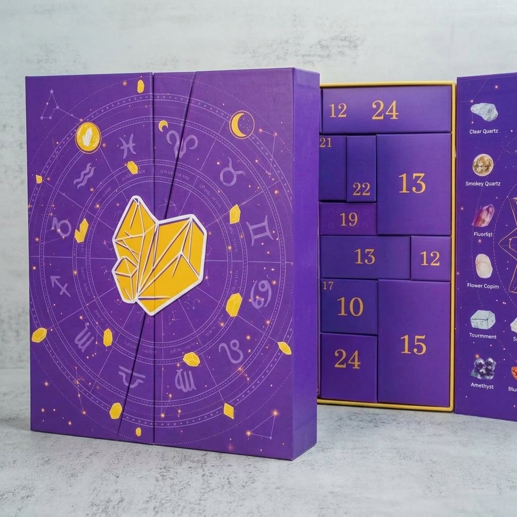 Crystal Advent Calendar with 24 Gemstones, Carved Figurines and Zodiac Reference Charts — 💫3 Sets (45% Off & Free Shipping)🎁Today Only!!