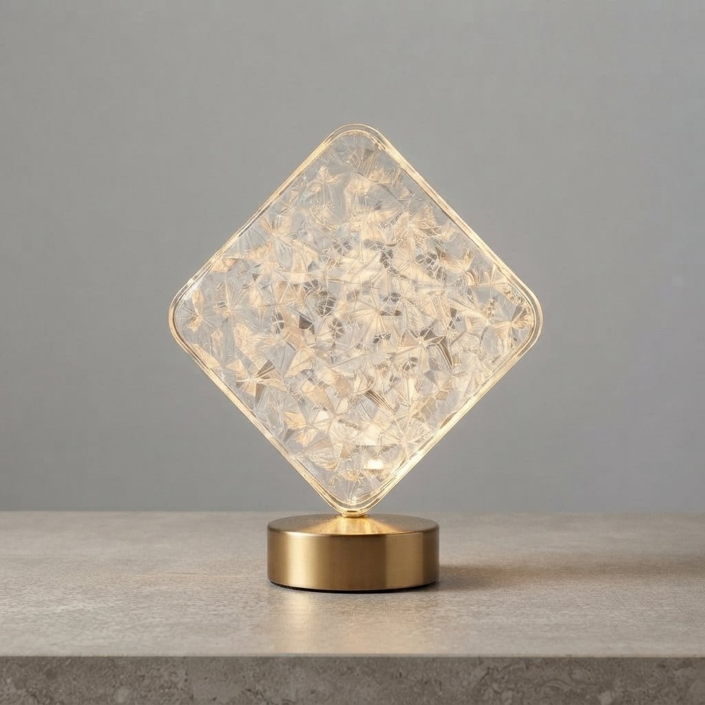 Crystal LED Night Light with Touch Dimming, USB Rechargeable — Square