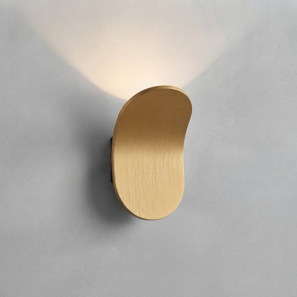 Curved LED Wall Light, Minimalist Metal Sconce — Gold