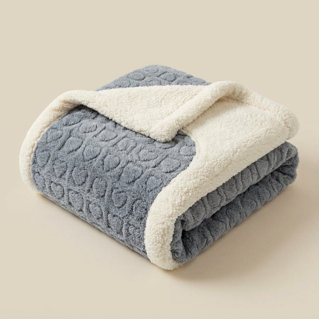 Double-Layer Berber Fleece Throw Blanket, Heart Texture — Graphite