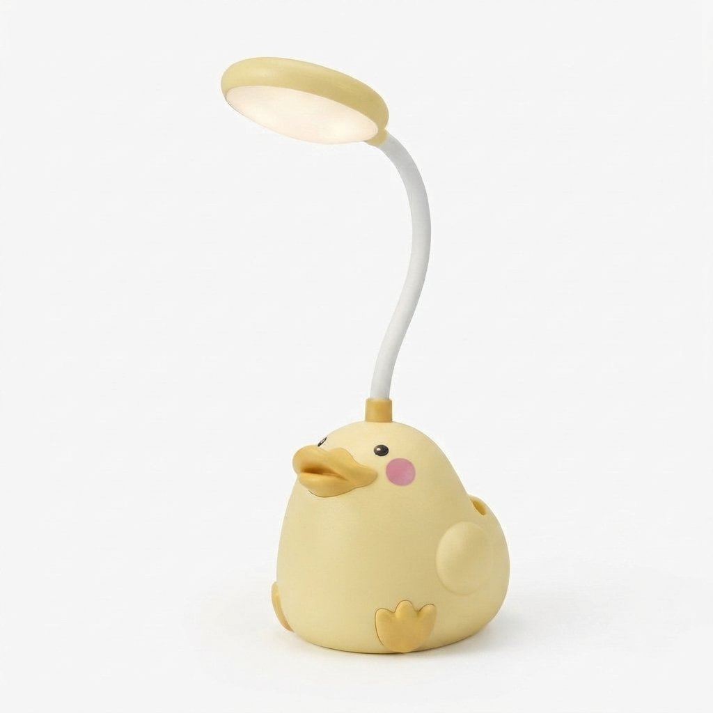 Duck LED Desk Lamp for Children with Flexible Neck — Round Yellow