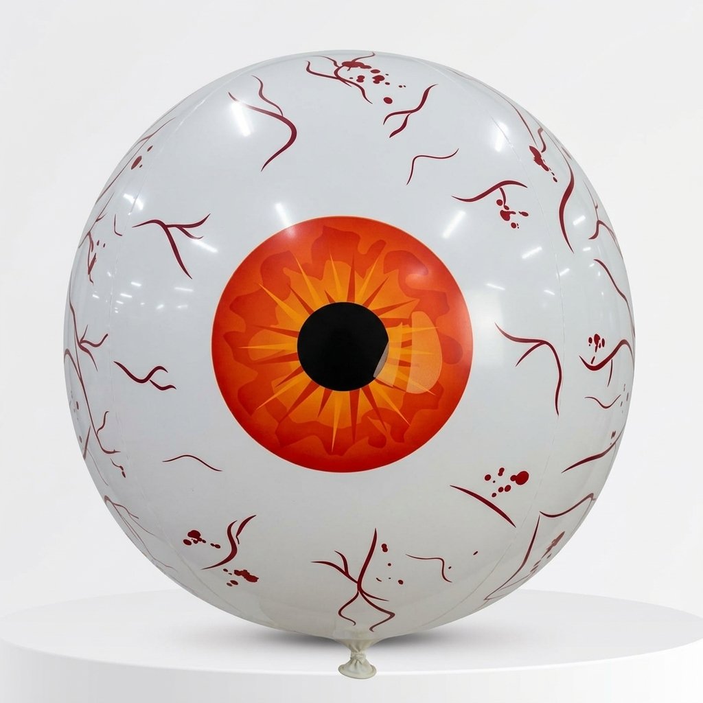 Giant Inflatable Halloween Eyeball Balloon with Bloodshot Design – 22 Inch Foil Decoration for Indoor and Outdoor Use — Red