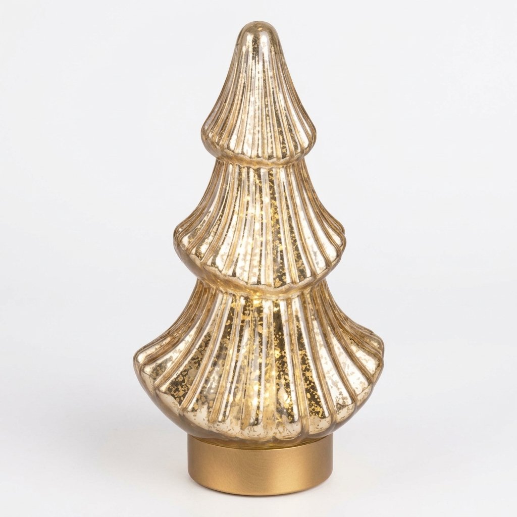 Glass LED Christmas Tree Decoration, Red, Green or Gold — Gold