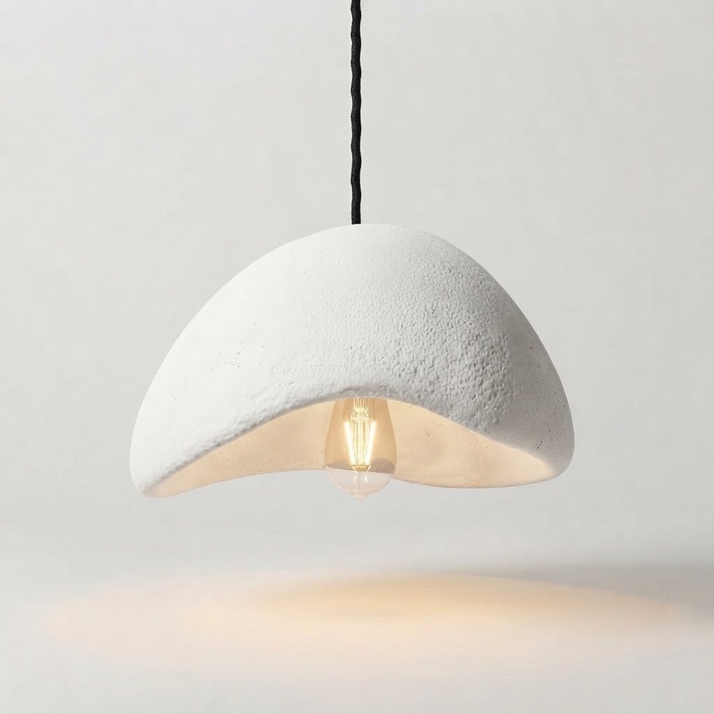 Handmade Wabi-Sabi Pendant Light, Nordic Dome Shade — A - White