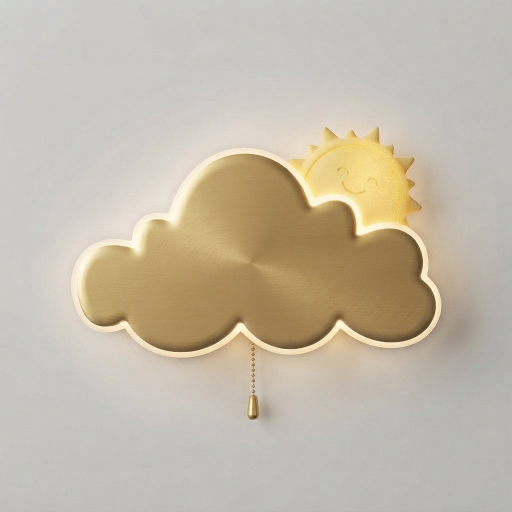 Kids' LED Wall Light – Cloud & Star Shapes, Pull Switch — Cloud Gold