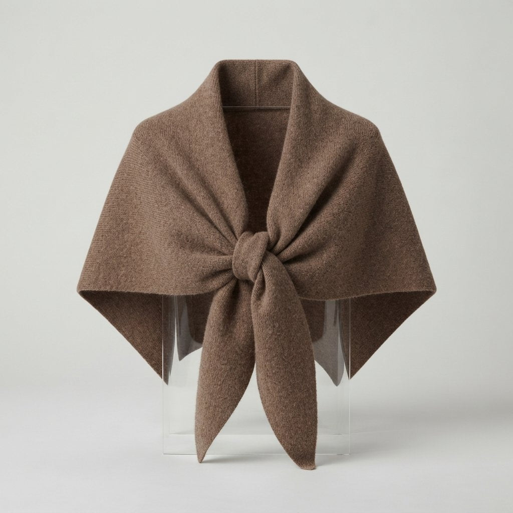 Knit Triangle Shawl Scarf, Wool-Feel, One Size — Mocha